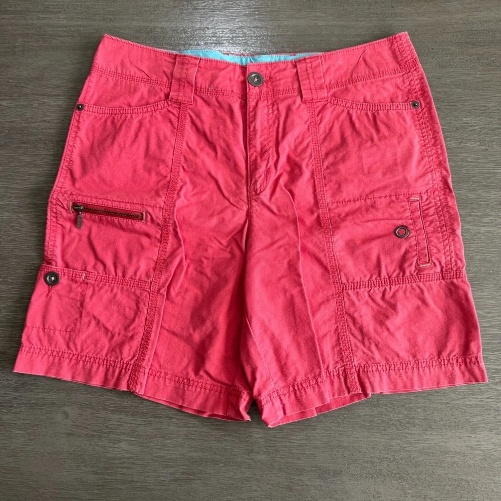 Vintage Eddie Bauer Mercer Fit Cargo Coral Red Shorts 8 - Picture 1 of 9